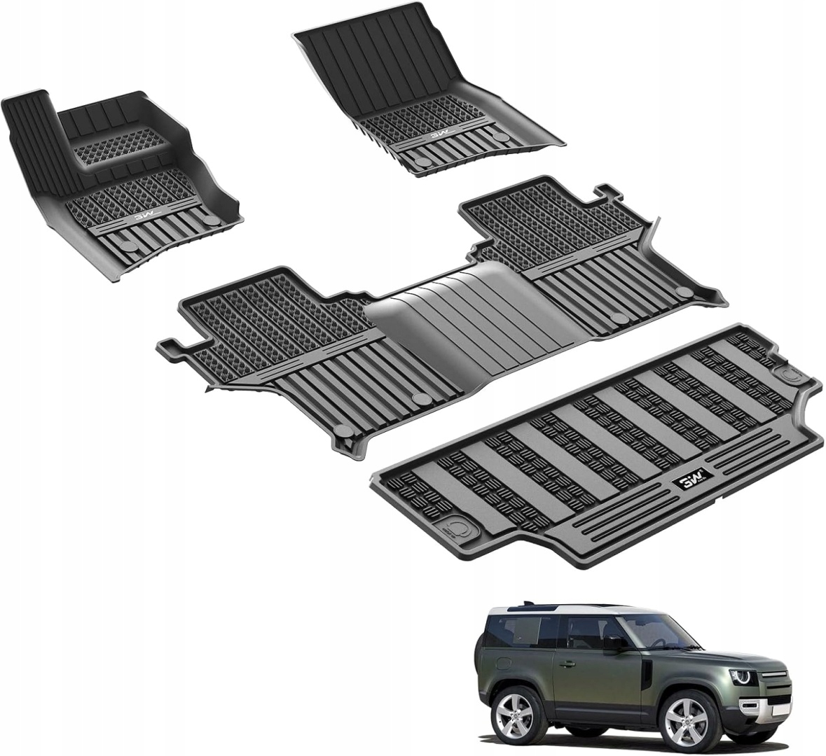 3W Koberce a rohož do batožinového priestoru pre Land Rover Defender 90 L663 2020-2026, T