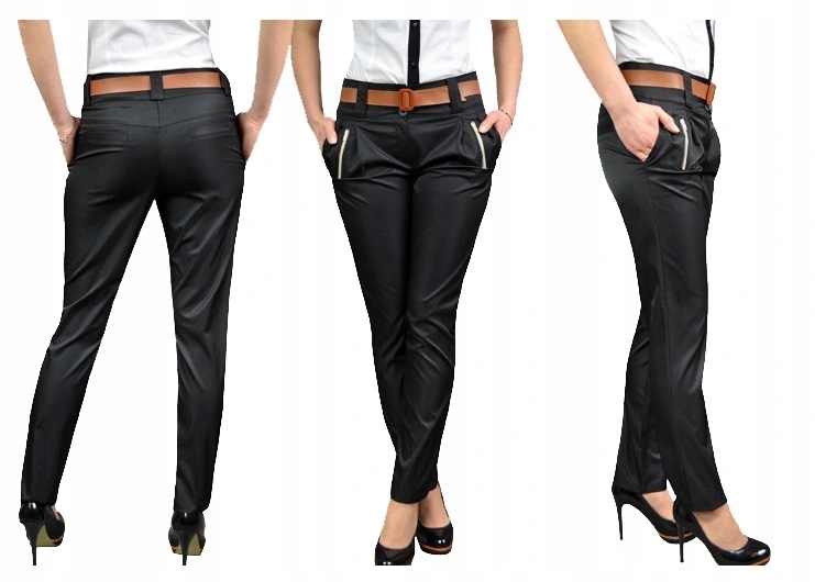 WYSZCZUPLAJĄCE SPODNIE RURKI ZAMKI CZARNE r.40 Rozmiar 40