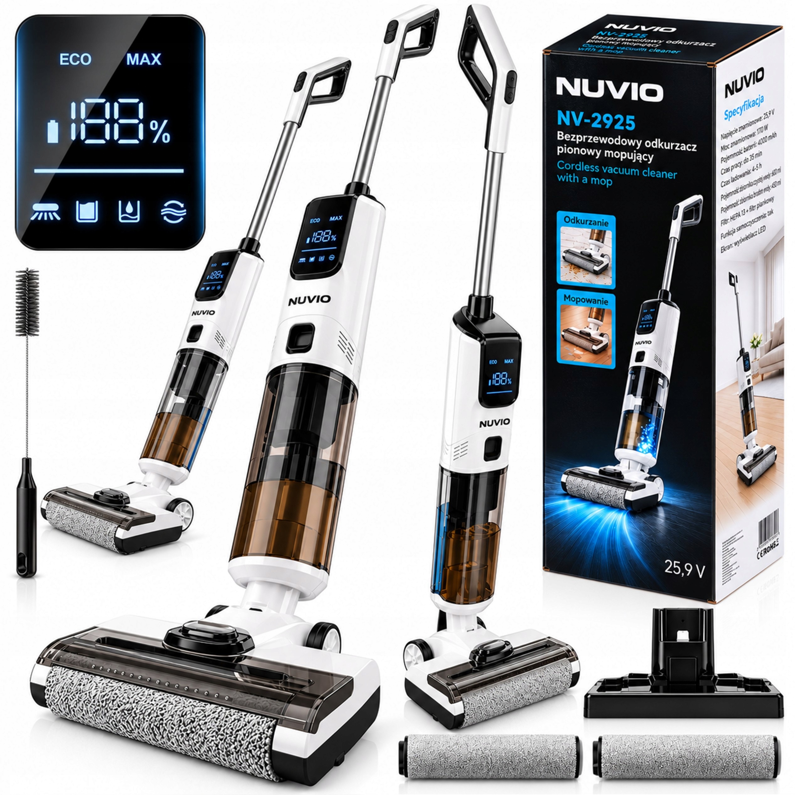 Tyčový Vysavač Bezdrátový Samočistící Mop Hepa 6V1