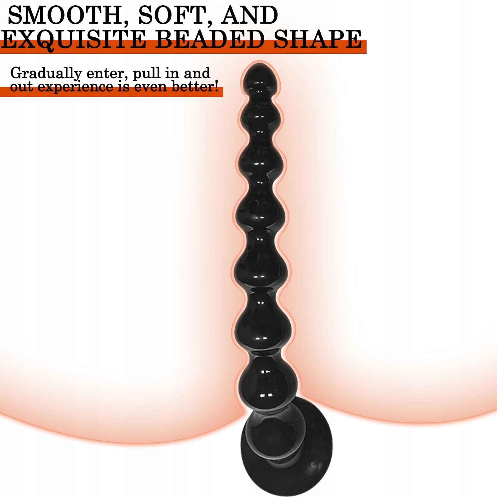 BDSMJOY Długi Korek Analny 360 MM Z 8 Hakami Dla Kobiet Mężczyzn Czarne — miniatura 5