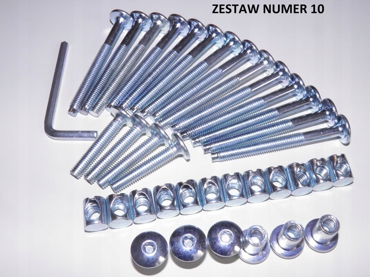 ŚRUBY DO ŁÓŻECZEK DREWNIANYCH ZESTAW NAPRAWCZY Kolor srebrny