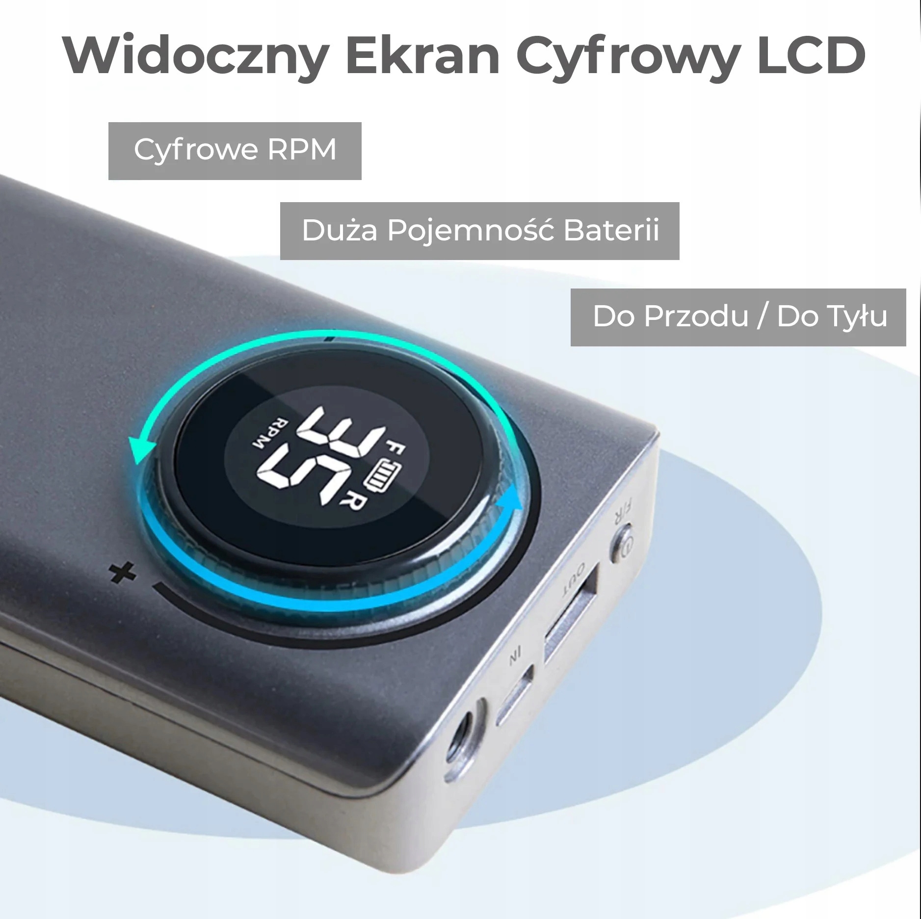 FREZARKA PAZNOKCI PRZENOŚNA BEZPRZEWODOWA CLAVIER SREBRNA GRATIS FREZY Kierunek obrotu lewo prawo