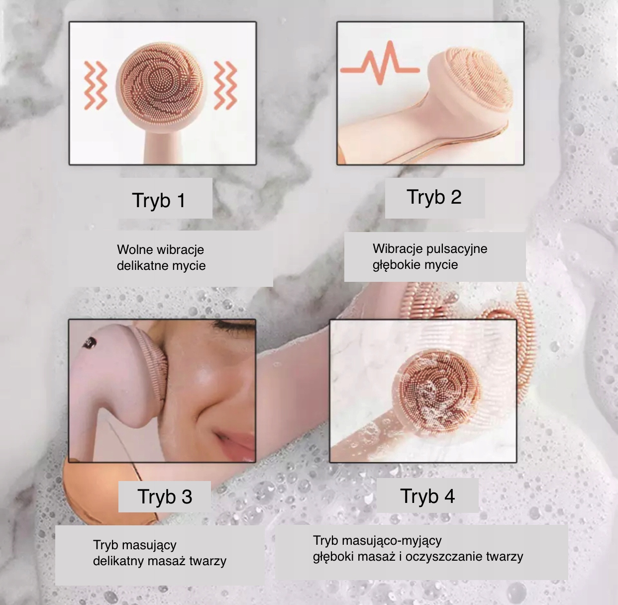 SZCZOTKA SONICZNA MASAŻER DO CZYSZCZENIA TWARZY Wysokość produktu 12.5 cm