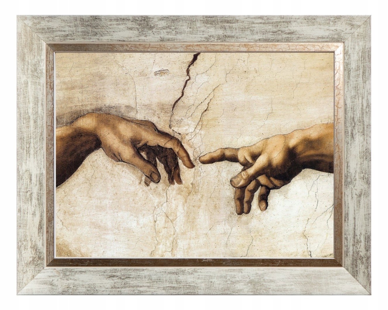 Vytvoření Adama Náboženský Obraz V Bílém Ozdobném Rámu 30X40