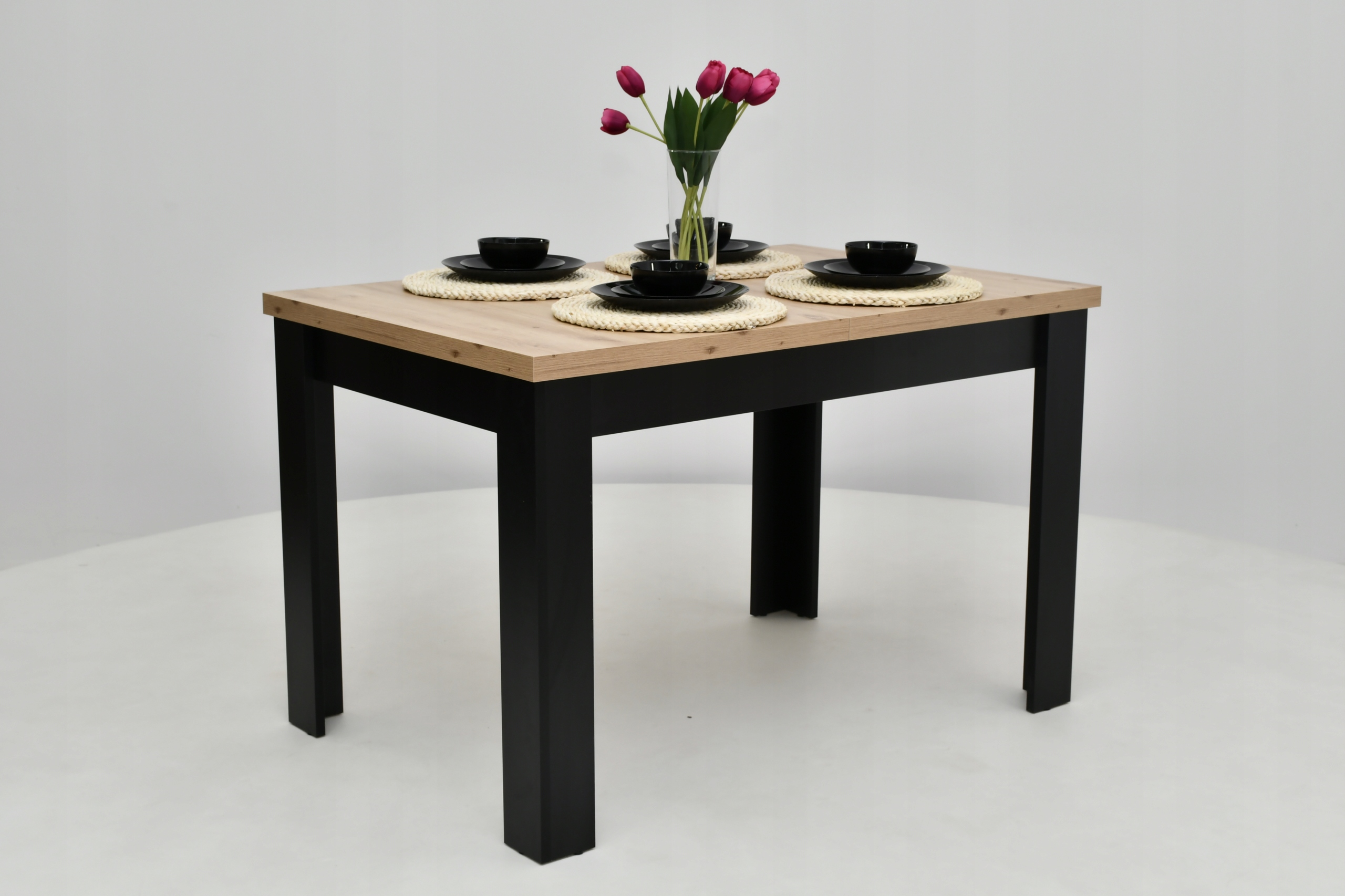 Stół 80x120 rozkładany stół, dąb artisan,profilowane krzesła, tapicerka Szerokość stołu 80 cm