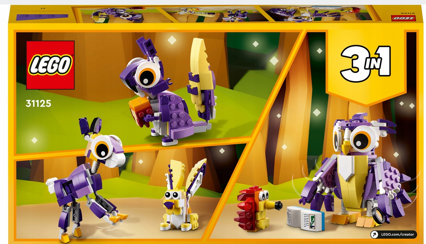 LEGO Creator 3 w 1 Fantastyczne leśne stworzenia 31125 3IN1 SOWA JEŻ JELEŃ