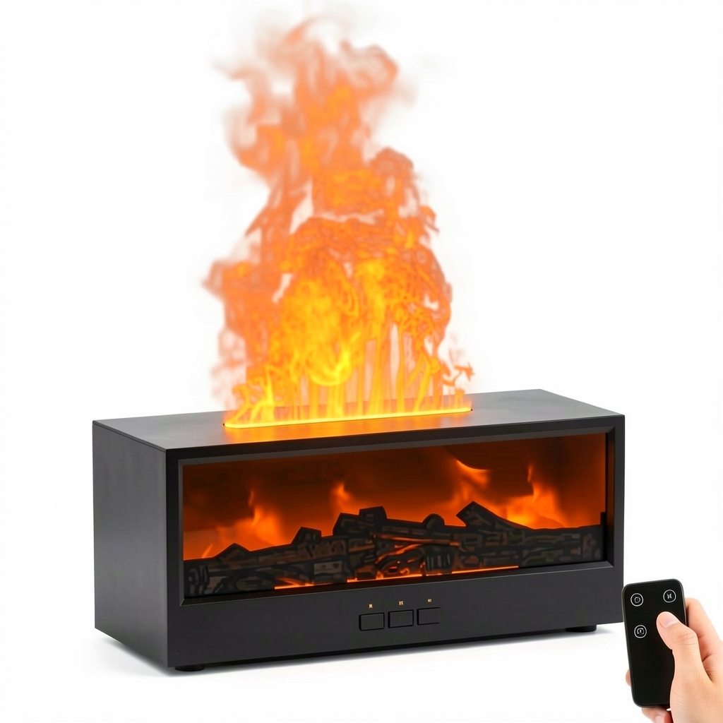 Nawilżacz Powietrza Dyfuzor Lampka Nocna Kominek Led Efekt Płomienia Duży
