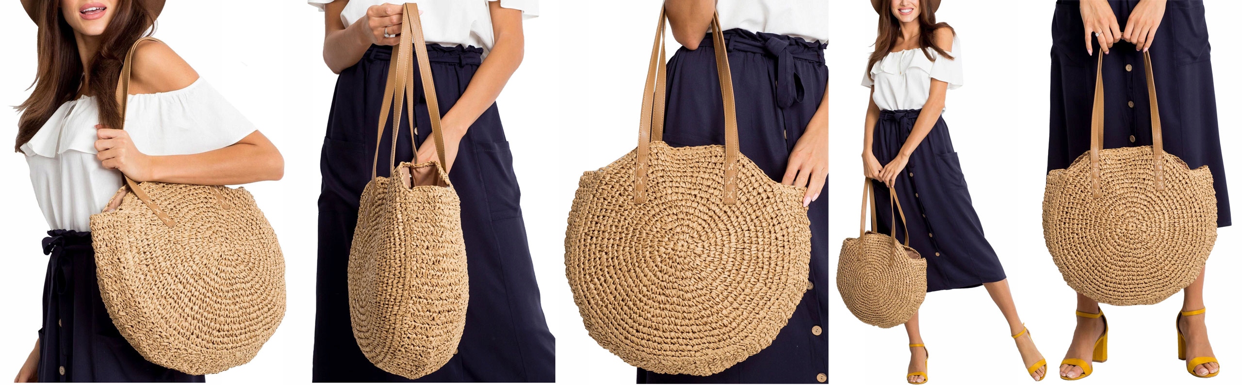 TORBA KOSZYK TOREBKA na RAMIĘ PLECIONA SHOPPER BAG Marka inna