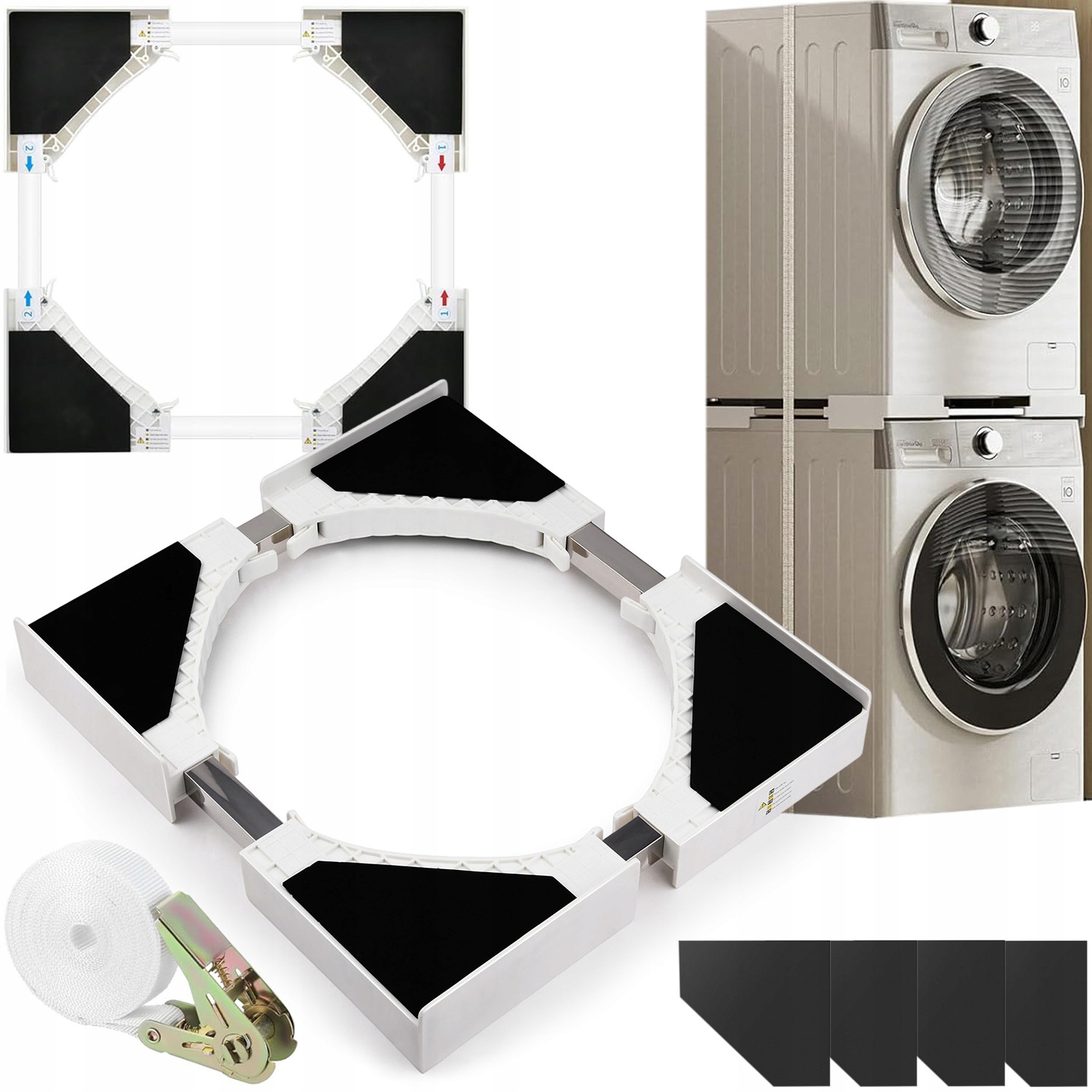 Łącznik Pralki Z Suszarką Regulowany W Zakresie 46-66 CM Solidna Stabilność