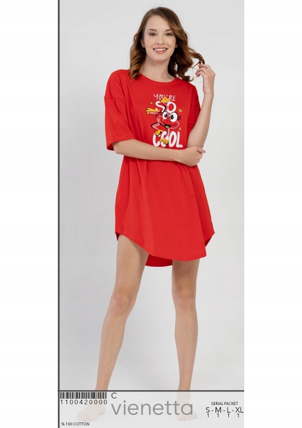 VIENETTA Koszula Nocna SUPER R: M Dekolt okrągły