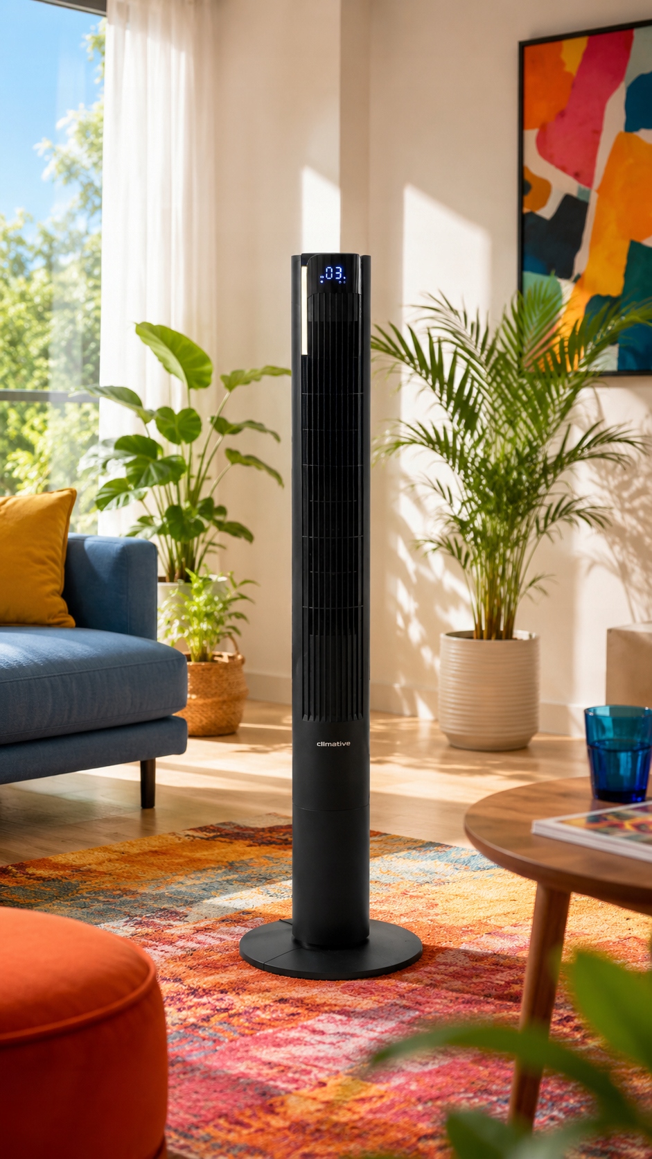 Wentylator kolumnowy Climative Max ION WiFi w salonie