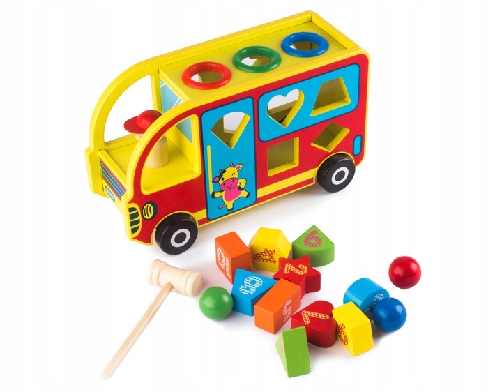 

Drewniany Sorter Autobus Auto Układanka Logiczna