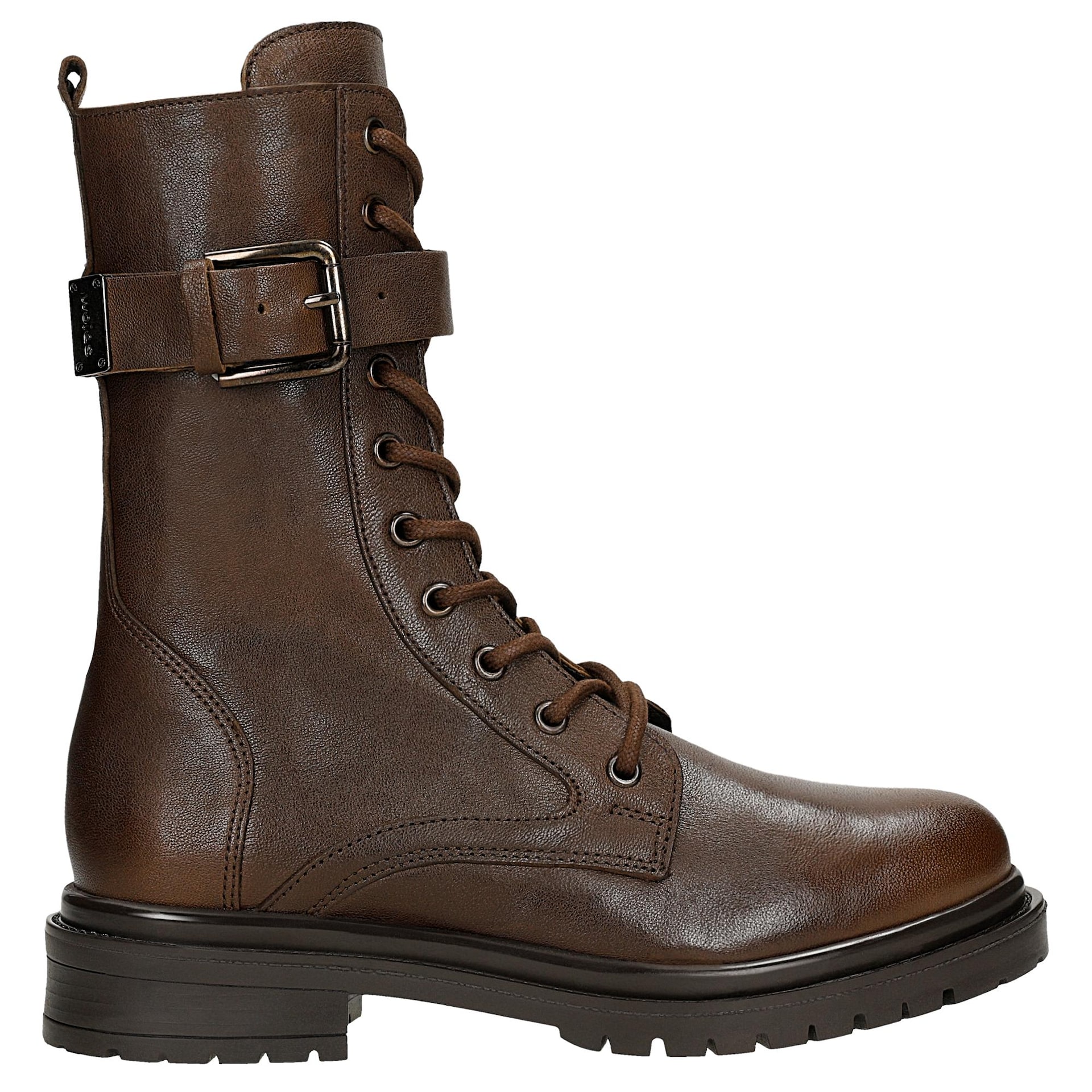 Hnědé dámské kožené boty s vysokým svrškem, velikost vel.