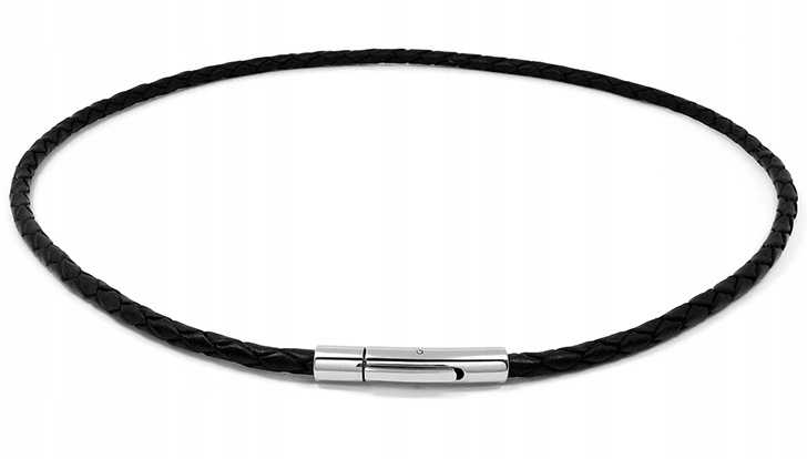 MĘSKI NASZYJNIK RZEMIEŃ SKÓRA NATURALNA STAL CHIRURGICZNA 316L 50cm-4mm ZT