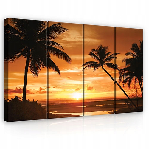 Obraz 120x80 Tropický západ slnka palmy bez rámu príroda pokoj exotika