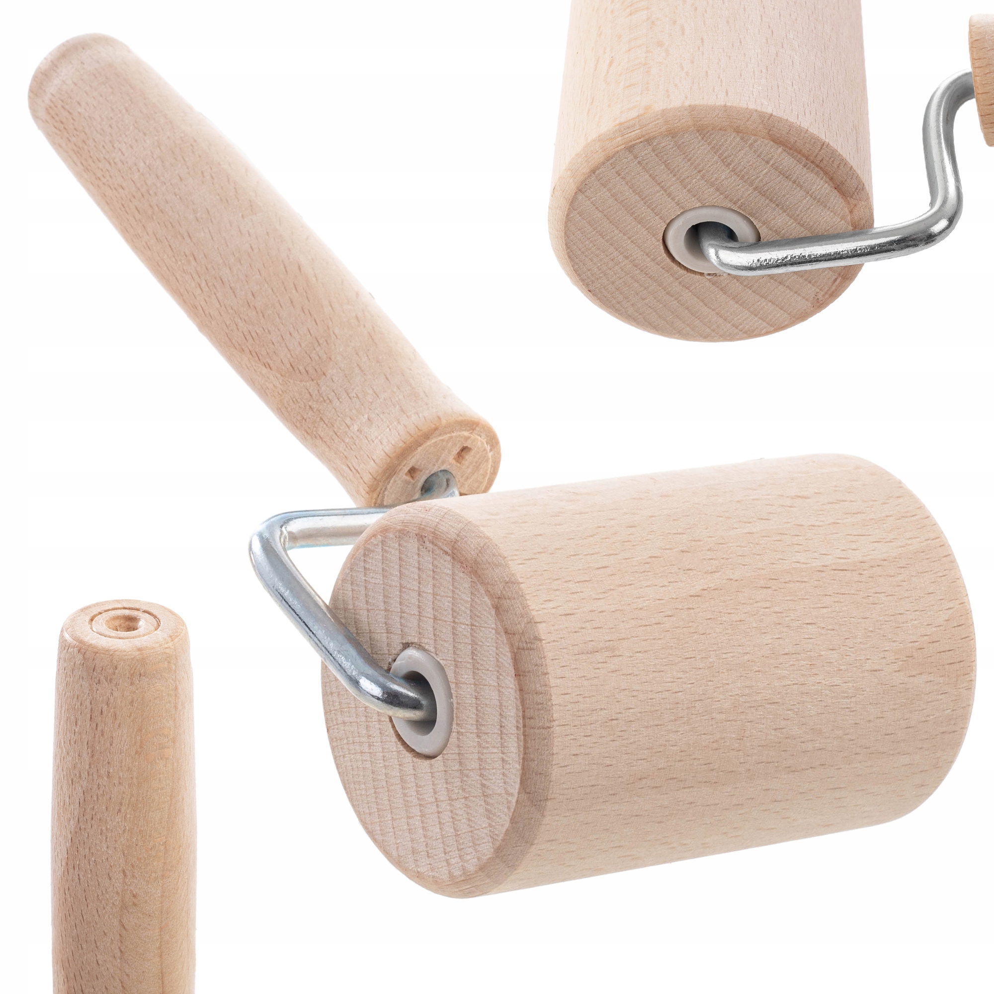 WAŁEK WAŁECZEK DO CIASTA KUCHENNY PIZZY RĄCZKĄ DREWNIANY RUCHOMY MAŁY