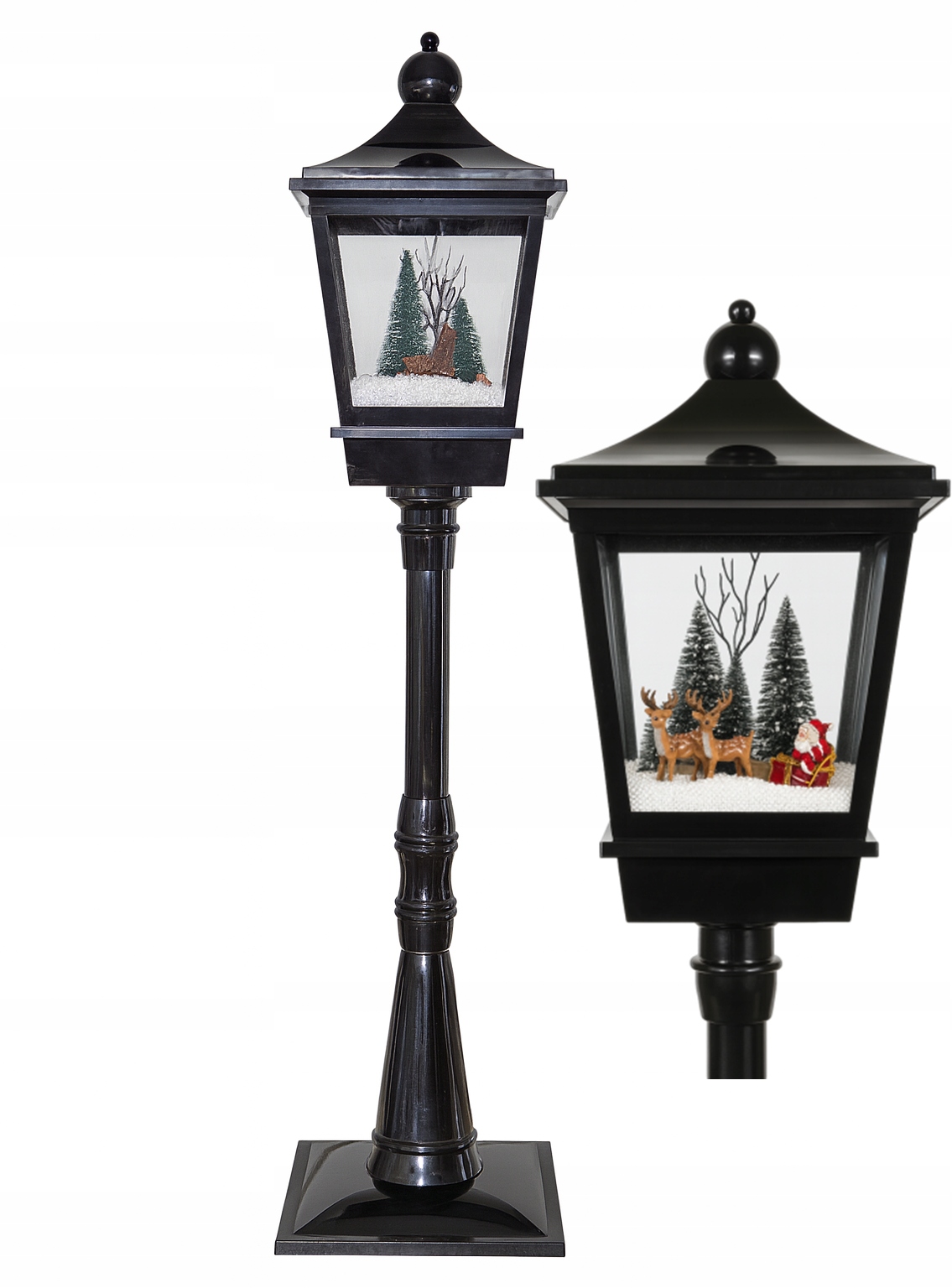 Latarnia Lampa Świąteczna z Pozytywką Czarna Reniferki Mikołaj do Ogrodu