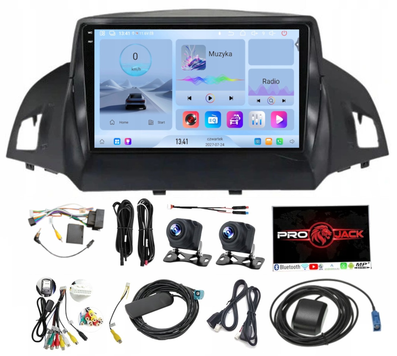 Rádio Navigácia Gps Android Carplay Bt Ford Cmax Kuga 2012-19 4GB 64GB Sim
