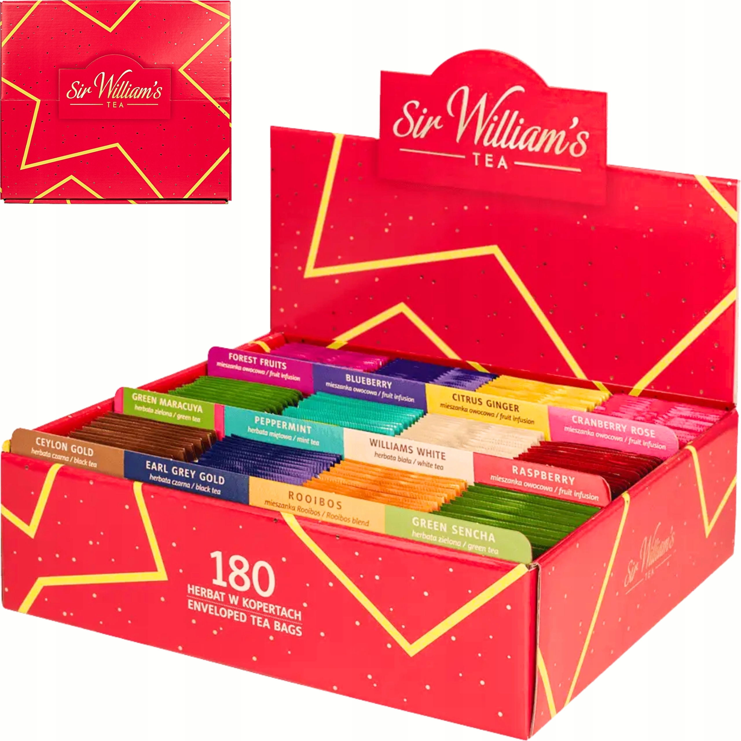 Sir William's Tea dyspenser MIX zestaw 180 herbat 12 smaków