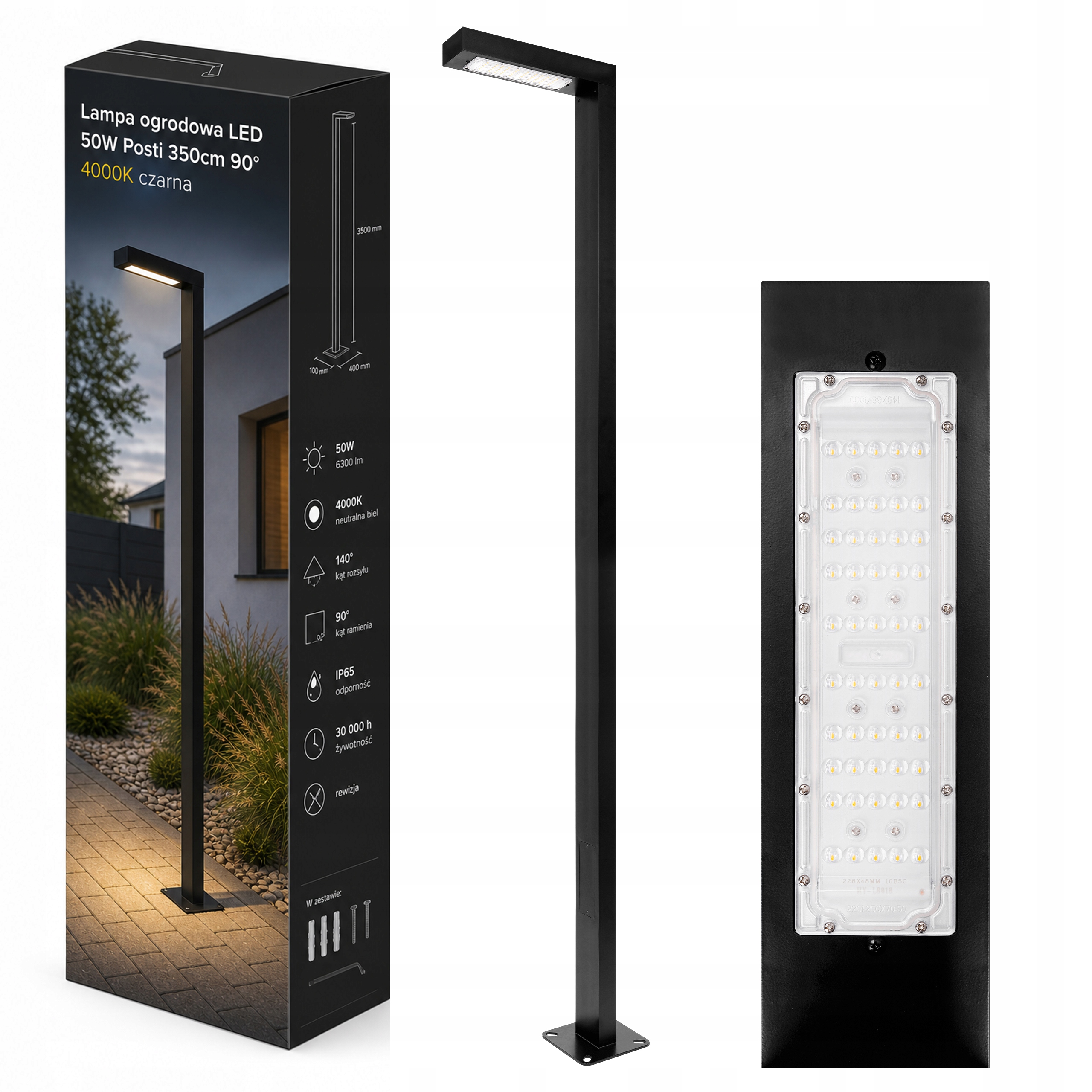 Stojaca záhradná lampa s stĺpikom Słup Lampa 350 cm vonkajšia 4000K Led