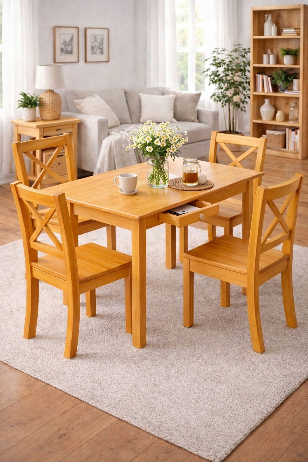 Dřevěný Borovicový Stůl 130x80 Olše Šuplík Do Kuchyně Obývacího Pokoje Masivní Dřevo