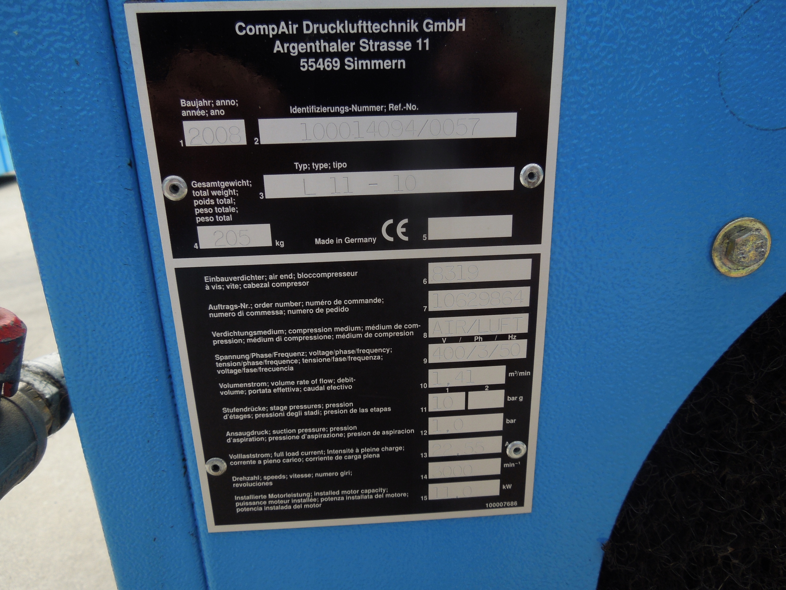 SPRĘŻARKA ŚRUBOWA COMPAIR L11 11KW Kod producenta Compair