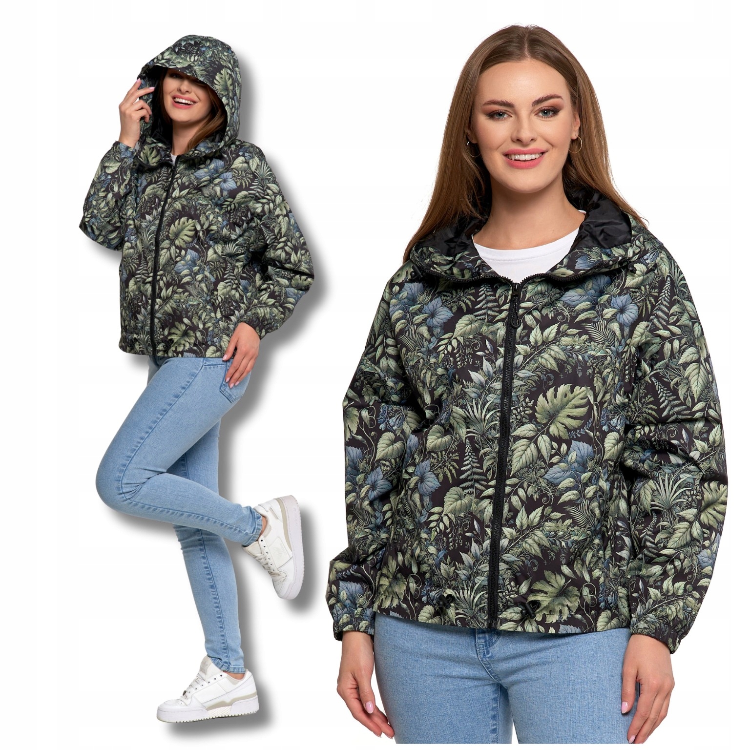 Dámská Přechodová Bunda S Kapucí Lehká Na Podzim Pohodlná Módní Moraj XL