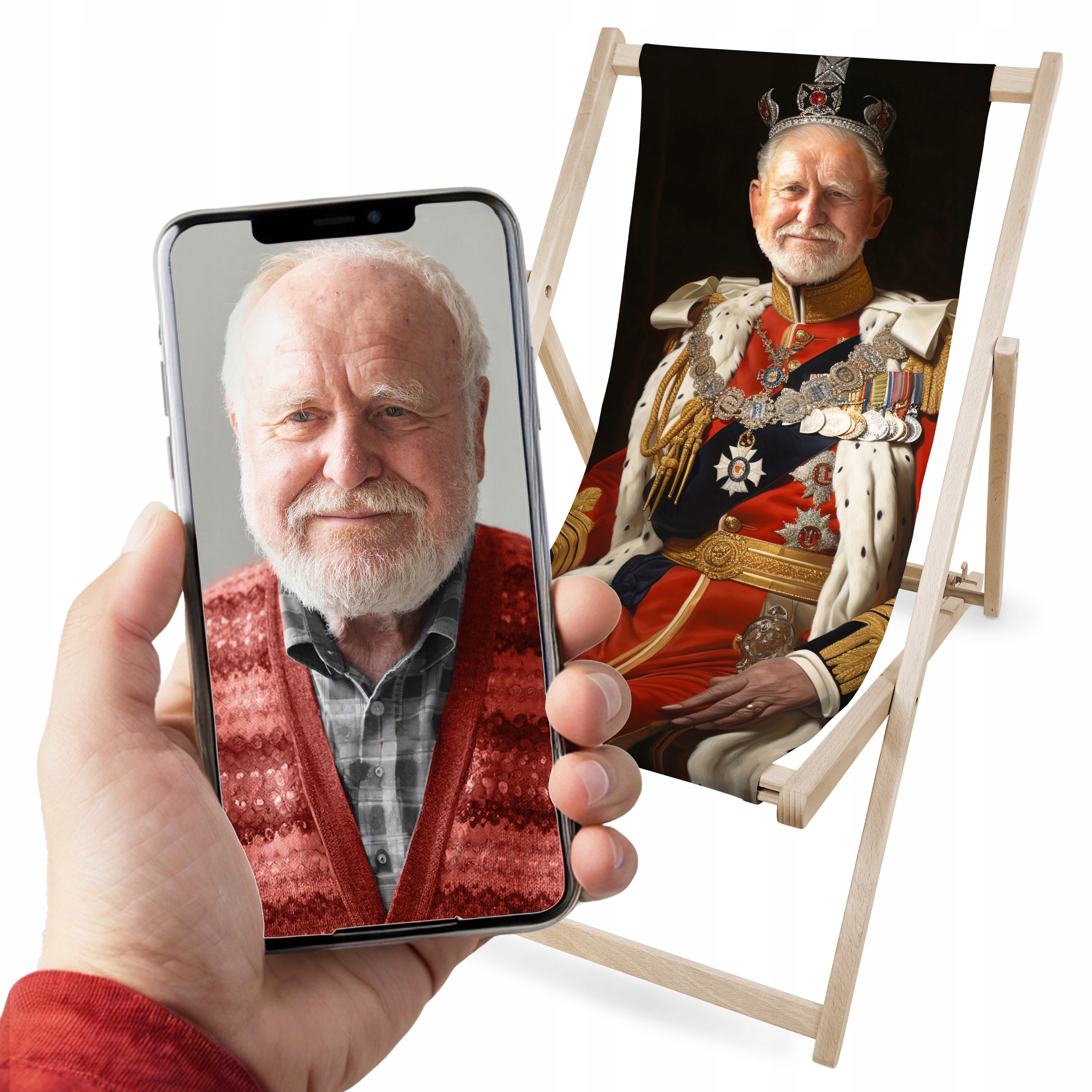 Král Dědek Dárek ke Dni Dědečka Zahradní Lehátko s Vtipným Potiskem