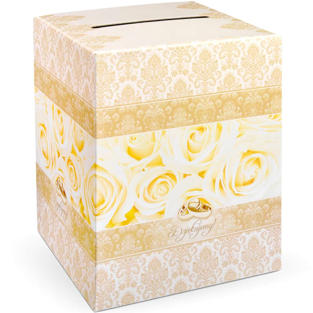 ZŁOTE pudełko na telegramy, życzenia, koperty itp