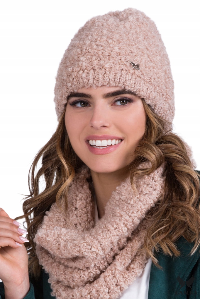 

Nimfa czapka damska z bukli kolor różowy