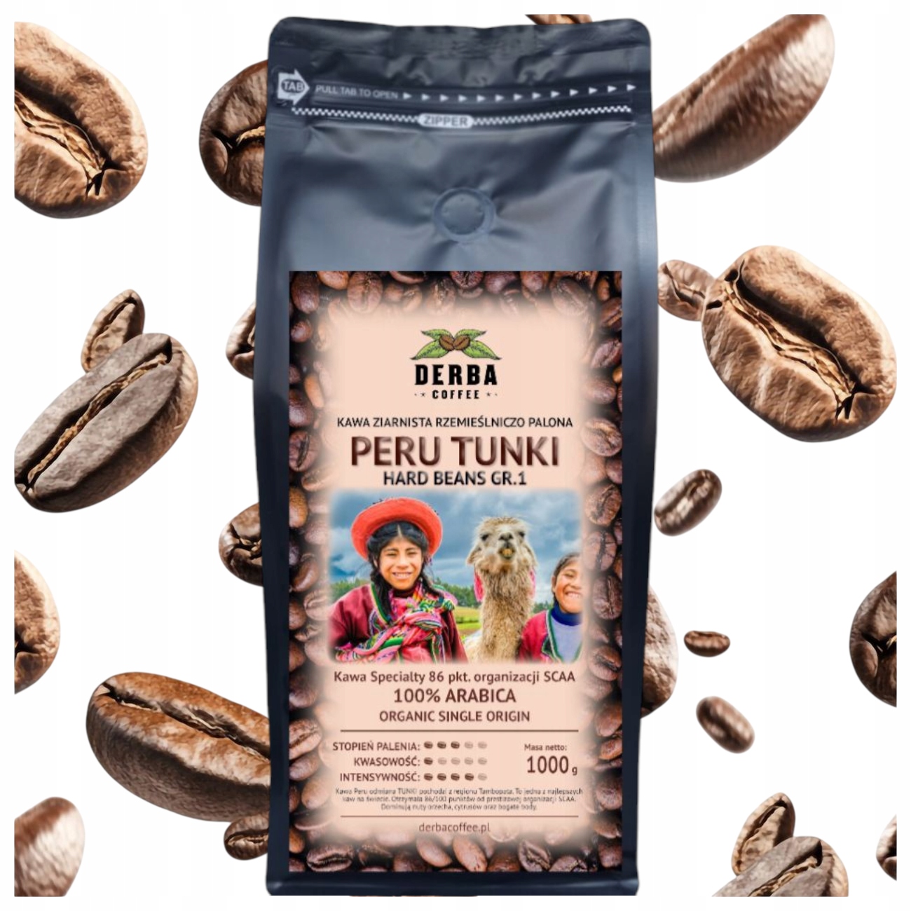 Kawa Peru Tunki ziarnista 1kg Niskodrażniąca Specialty Hb GR.1