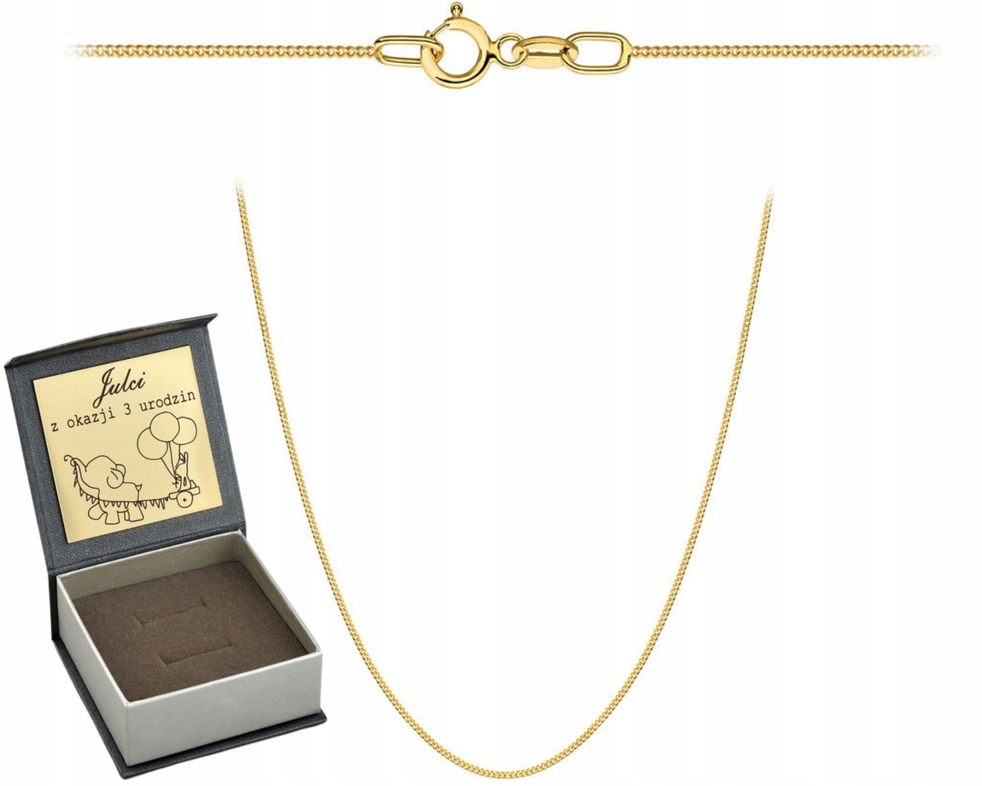 Zlatý Řetízek Jemná Pancířka Ryzost 585 45 CM Gravírování Dárek Certifikát