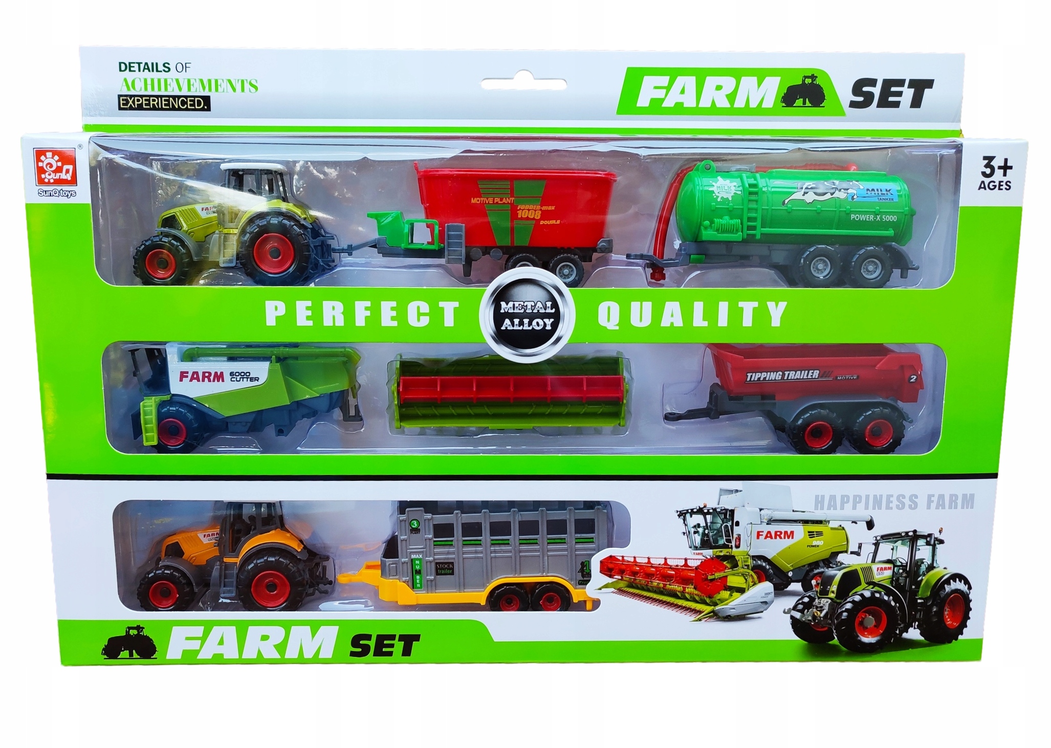 

Zestaw 2 Traktory Kombajn Metal +4 Maszyny Farma