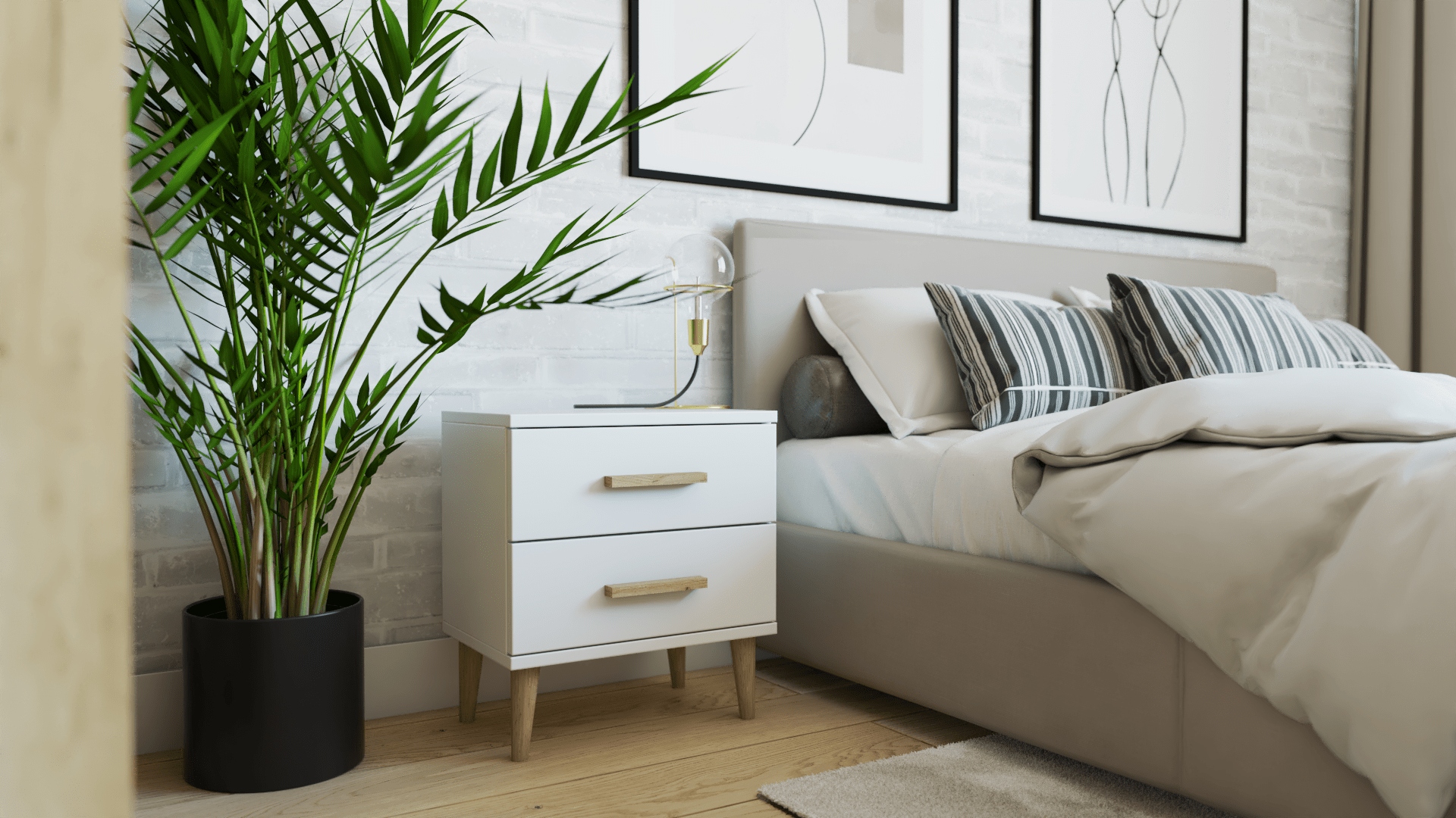 Szafka nocna OSLO2 Styl Skandynawski Biały Marka Euro-Meble