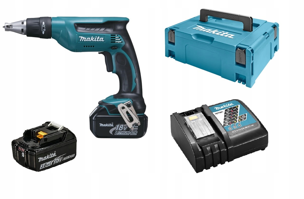 Makita DFS451RFJ Aku Šroubovák na Sádrokarton 18V 2x3,0Ah