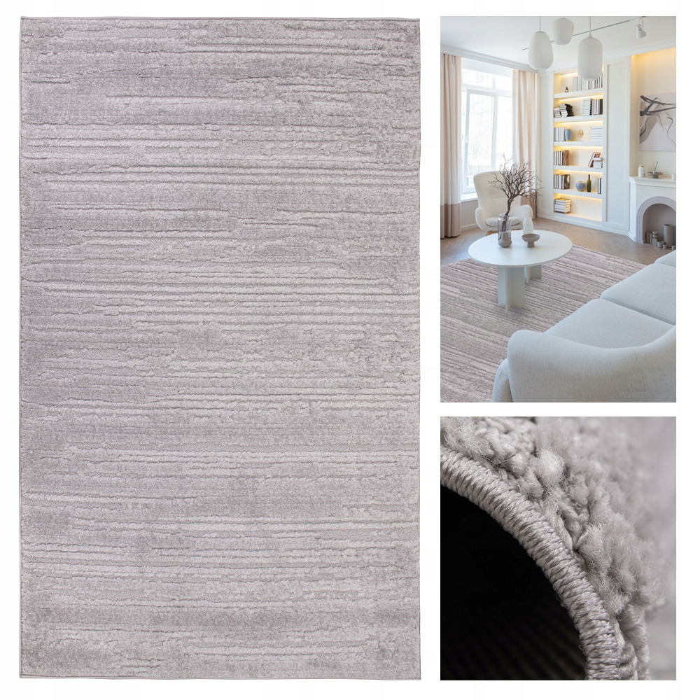 Šedý koberec do obývačky Quincey Moderný koberec 125x170 Mäkké rúno