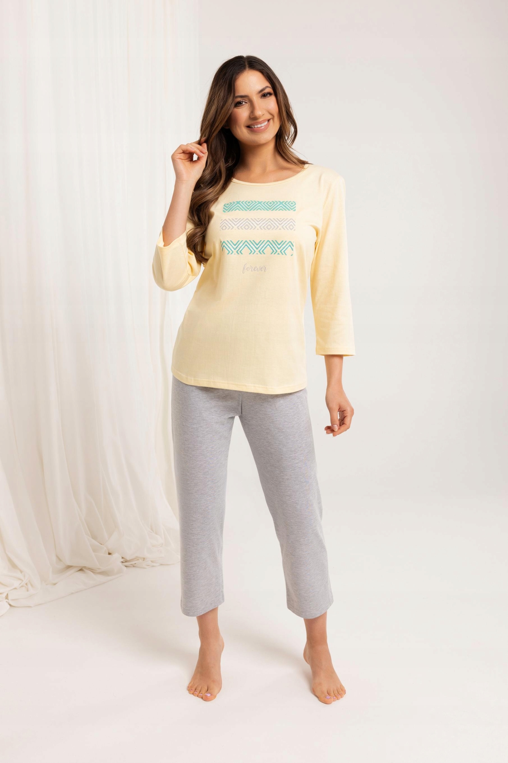 Dámské Pyžamo 709 7/8 R VEL.2XL XXL žluté