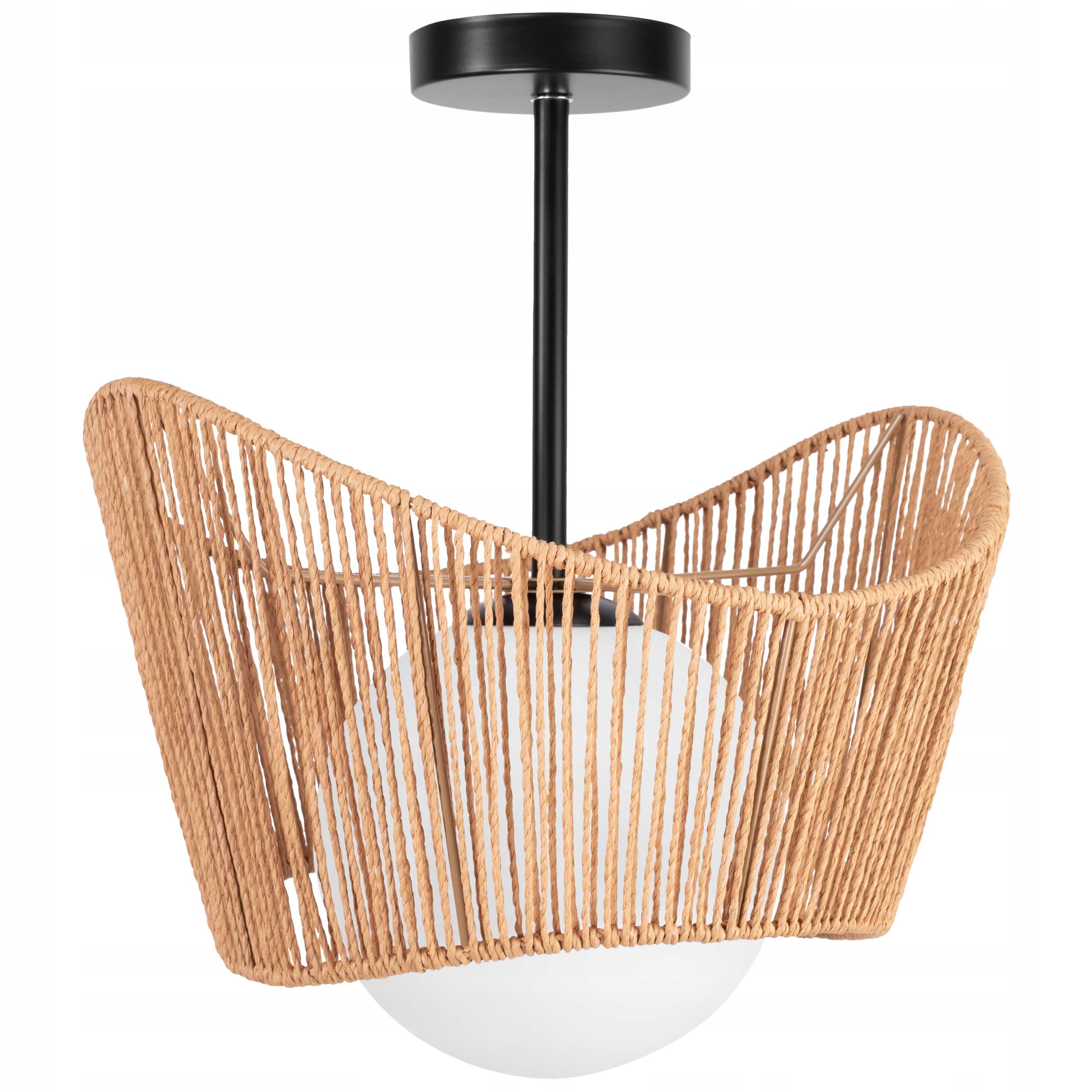 Závesná Stropná Lampa Bambusová Jutová Šnúra Boho Natural