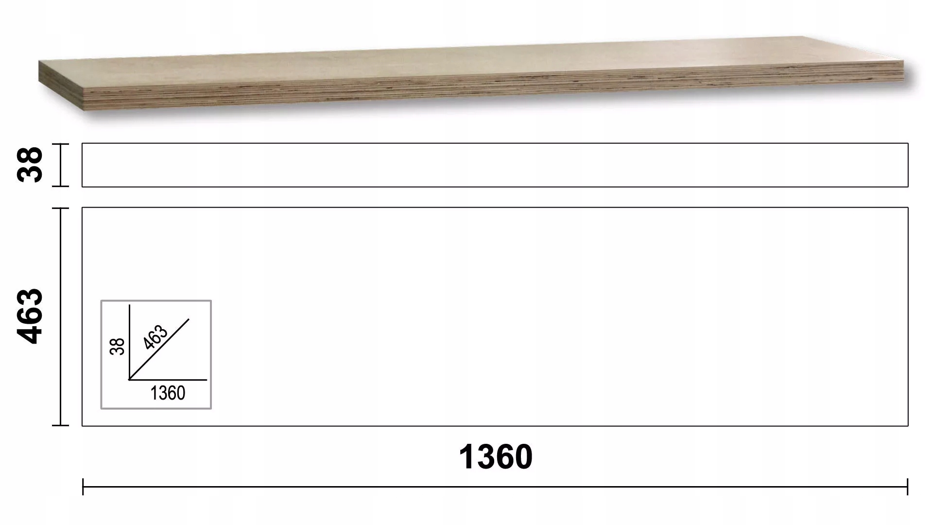 Blat roboczy 136 cm drewniany system C45PRO Beta 4500/C45PW/2-1.3MT Marka Beta
