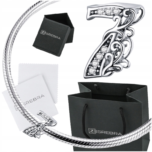 

Charms koralik zawieszka Cyfra 7 Siedem srebro 925