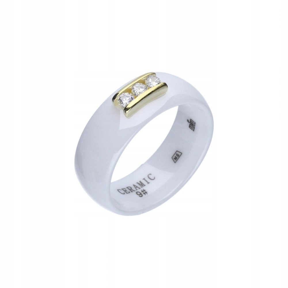 Stříbrný pozlacený dámský prstýnek 925 bílá keramika módní jako dárek r14