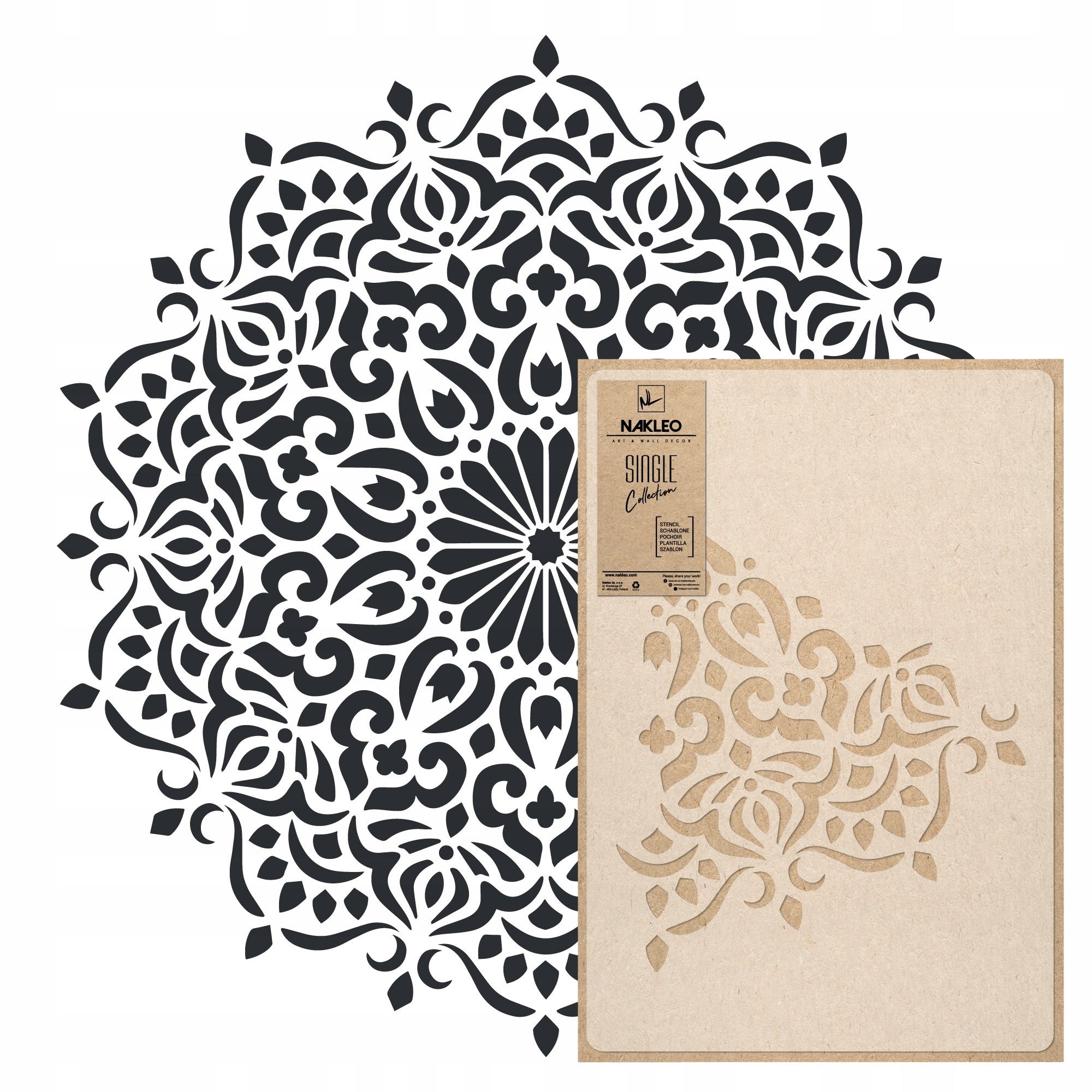 Malířská šablona Mandala XL průměr 120 cm pro omítky Opakovaně Použitelný Omítka Beton