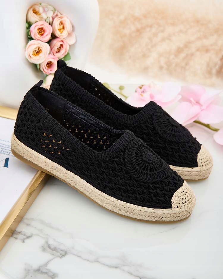 CZARNE AŻUROWE ESPADRYLE DAMSKIE EVELLAM 39 Marka Royalfashion