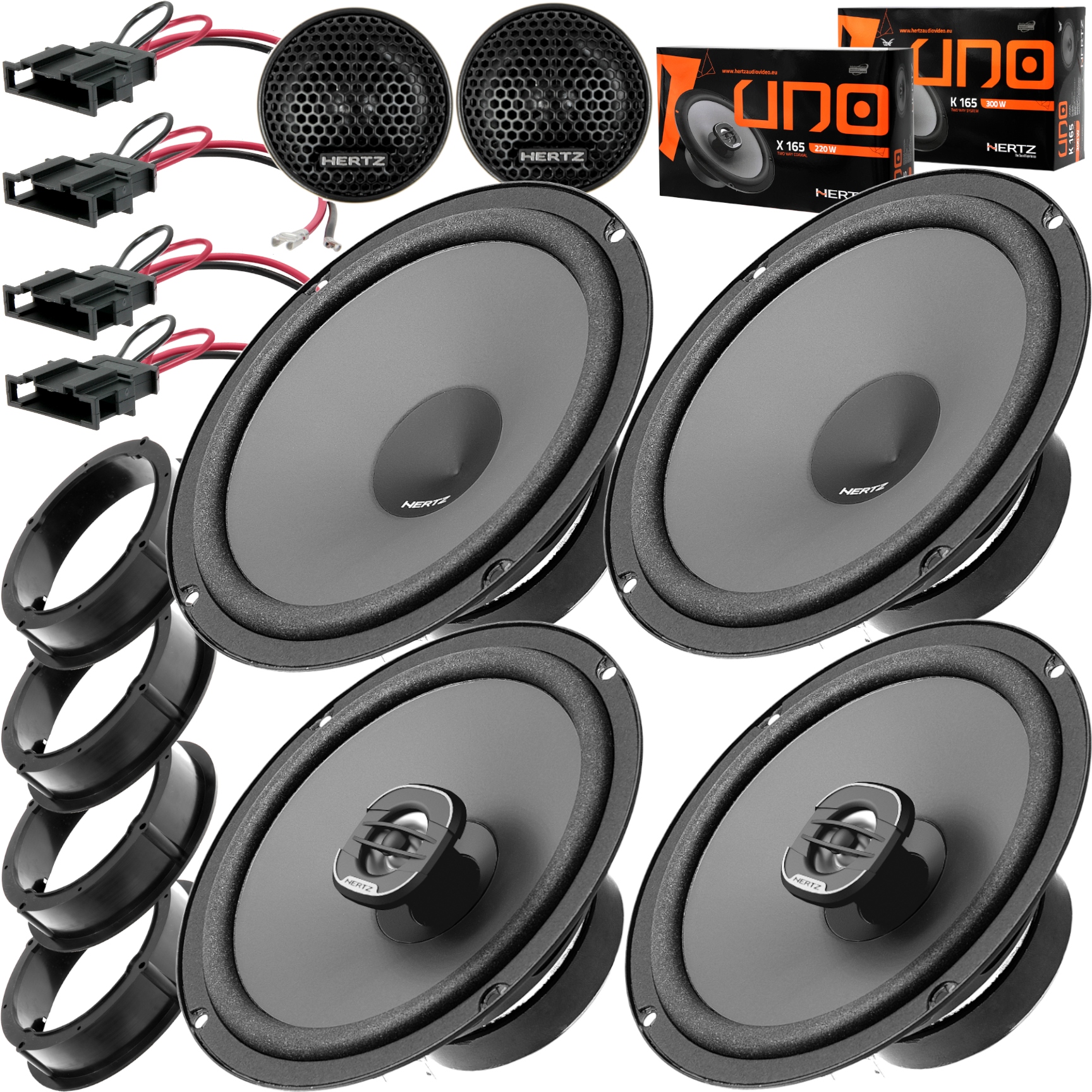 HERTZ GŁOŚNIKI SAMOCHODOWE 165MM DO VW GOLF 6 NEW BEETLE VAG PRZÓD + TYŁ