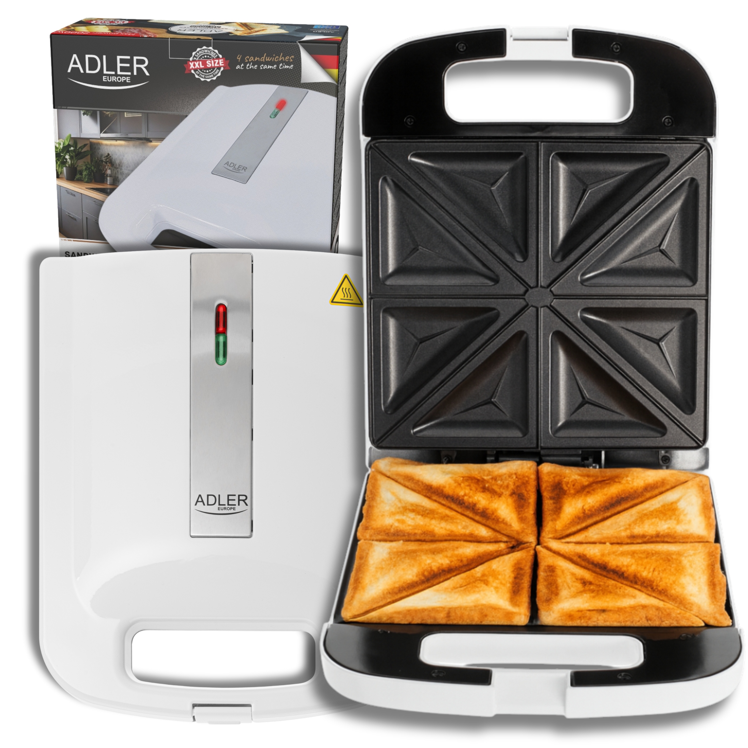 Sendvičovač Toustovač sendvičový trojúhelník 2000 W s nepřilnavou povrchovou úpravou