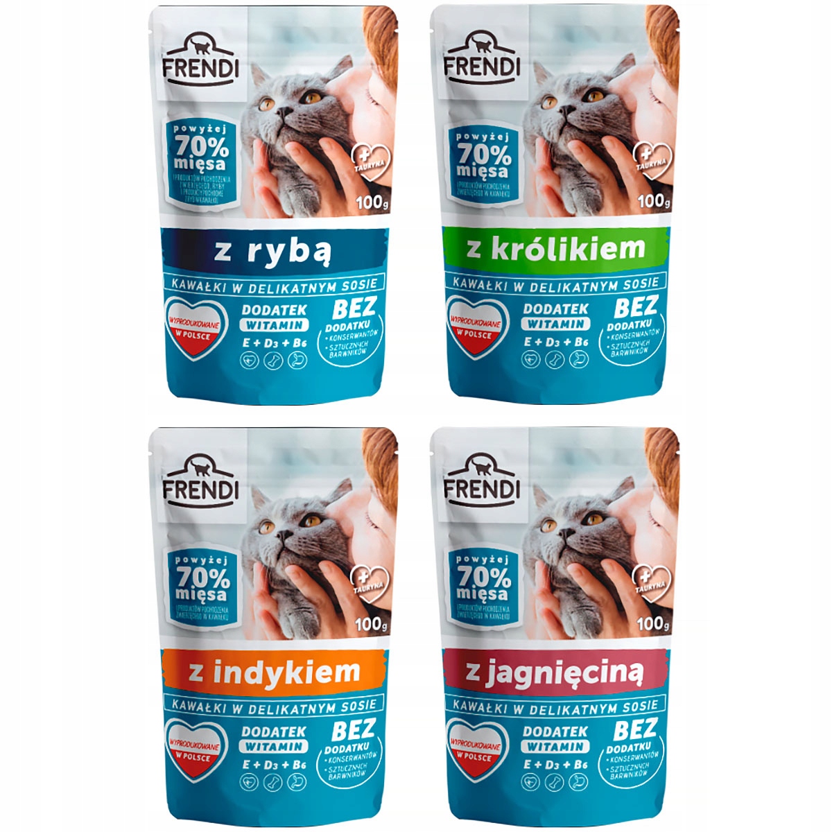 Levně Mokré krmivo pro kočky Frendi v omáčce s mix chutí v sáčcích 96 x 100 g