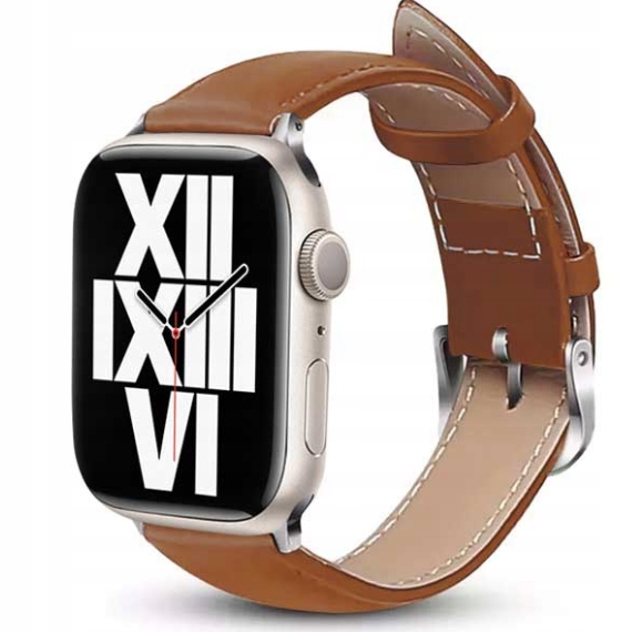 Kožený Řemínek Pro Apple Watch Ultra Se 11 10 9 44 45 46 49 Hnědý Crong