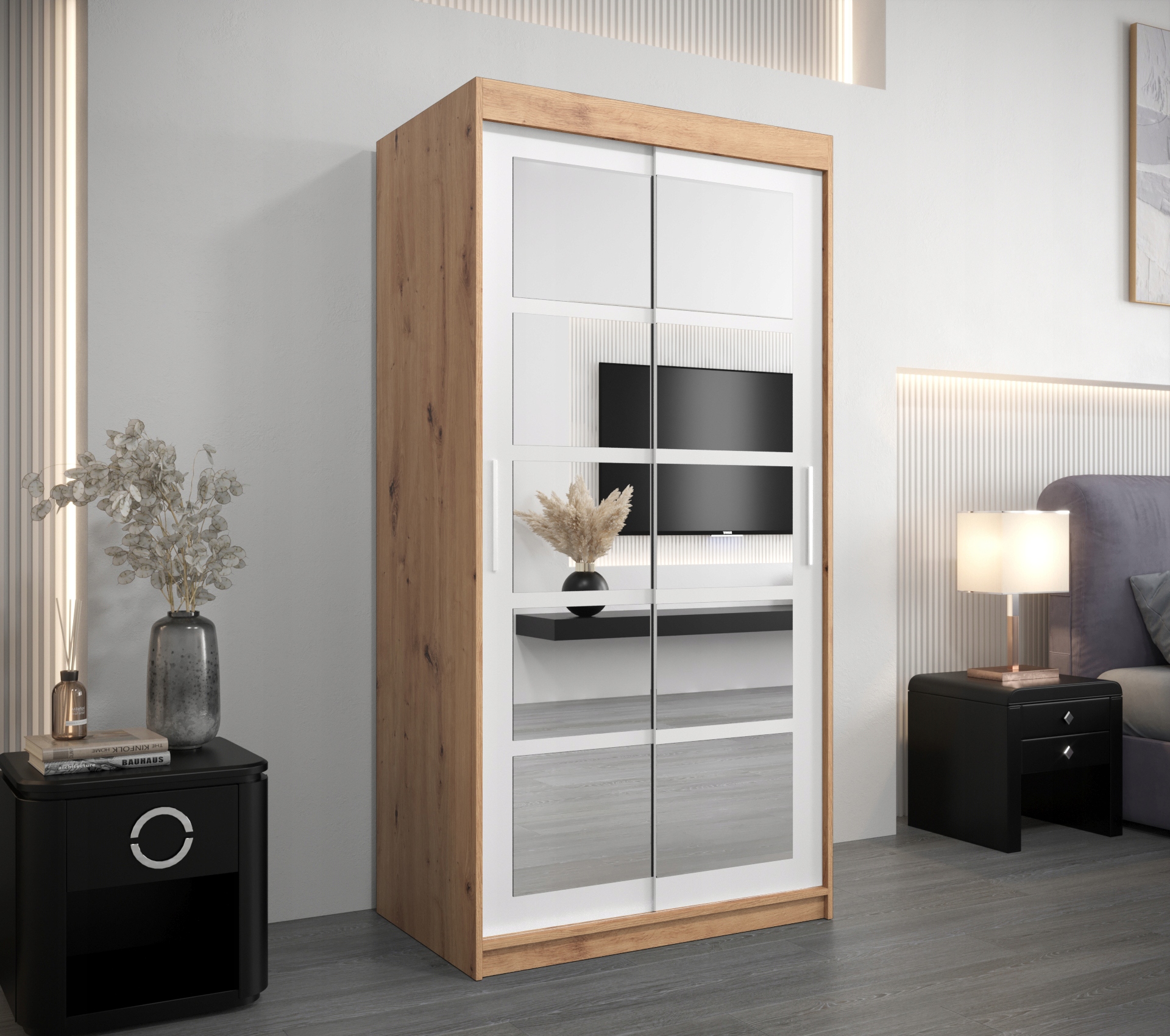 Szafa przesuwna do przedpokoju pojemna R2 100 cm Kod producenta ROMA 2 100