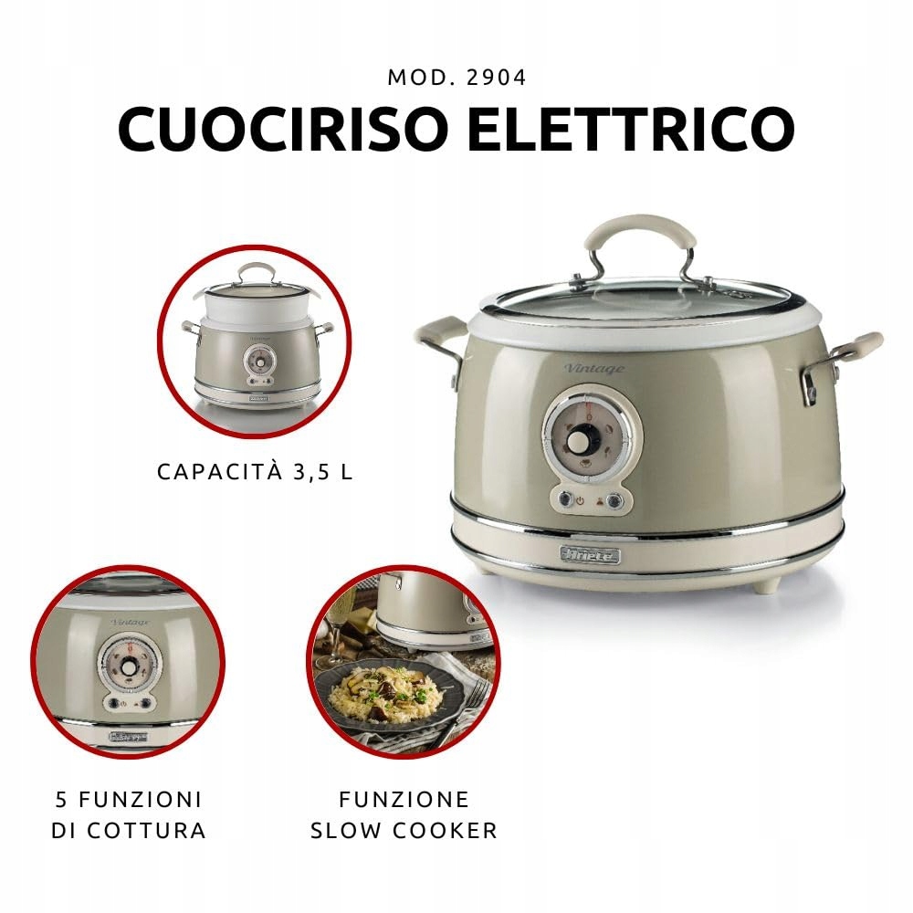 ARIETE Elektryczny Garnek Do Ryżu 00C290403AR0 Gotowanie Na Parze — miniatura 2