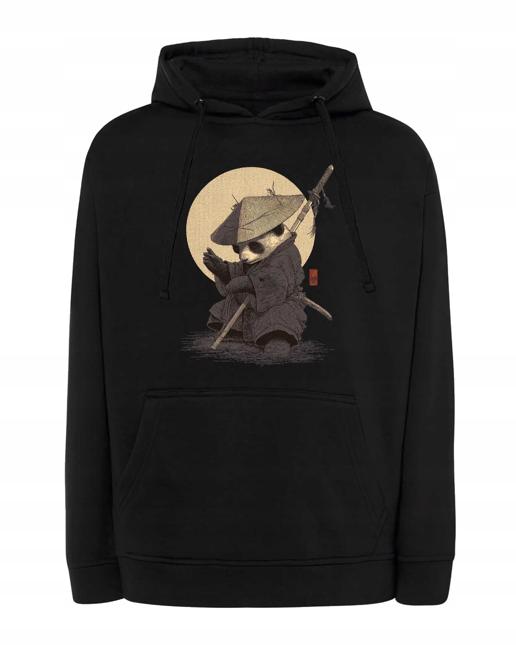 Mikina s kapucí Panda Samuraj Japonsko Umělecké Černá XL